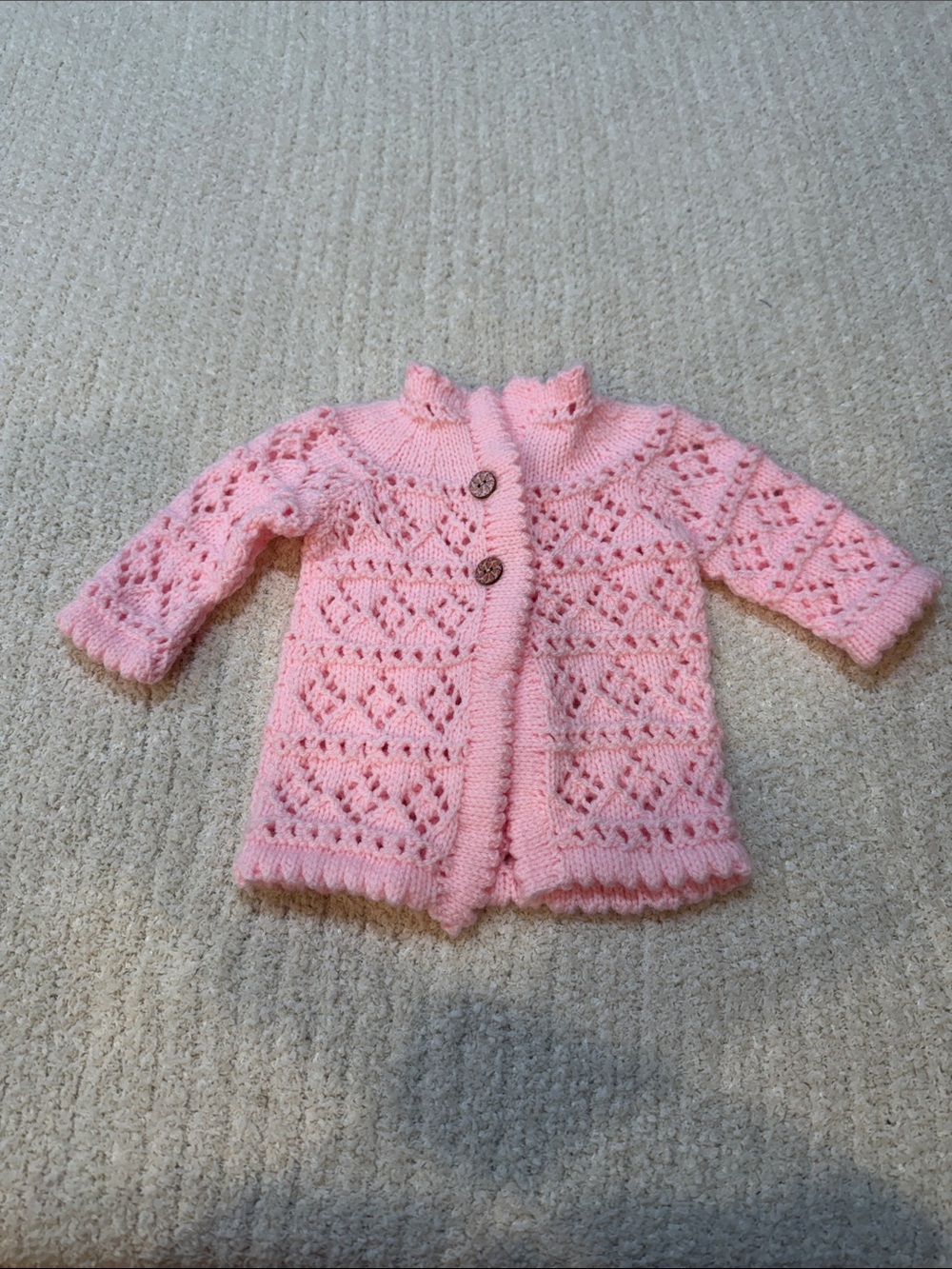 Hand-Knit Baby Cardigan - Pink